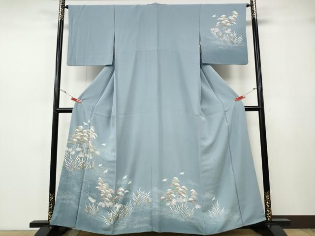 平和屋着物●訪問着　立波飛鳥草花文　暈し染め　金彩　正絹　逸品　CABH2677ut