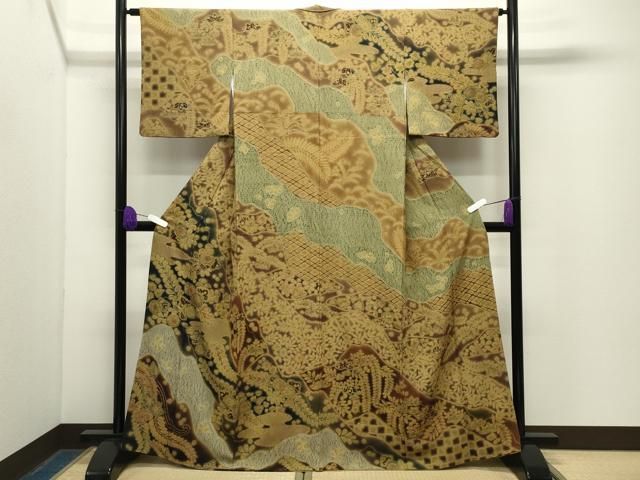 平和屋着物○十日町 名門 滝泰謹製 訪問着 辻が花 正絹 逸品