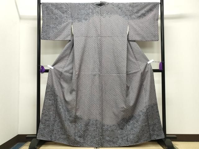 平和屋着物●訪問着　紬地　総絞り　霞文　正絹　逸品　CABG4607gh
