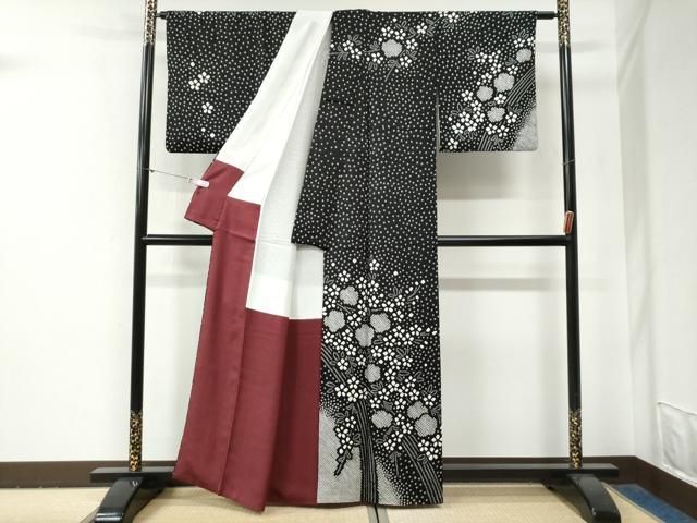 平和屋着物○訪問着 総絞り 枝花文 黒地 正絹 逸品 CABG0811yc - メルカリ
