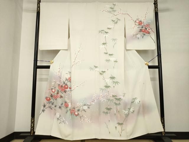 平和屋着物●訪問着　友禅　作家物　枝花文　暈し染め　金彩　正絹　逸品　AABJ3101ck