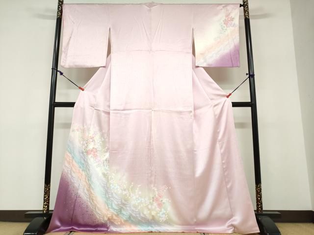 平和屋着物●訪問着　駒刺繍　楽器草花文　暈し染め　金銀彩　正絹　逸品　DABF1784ud