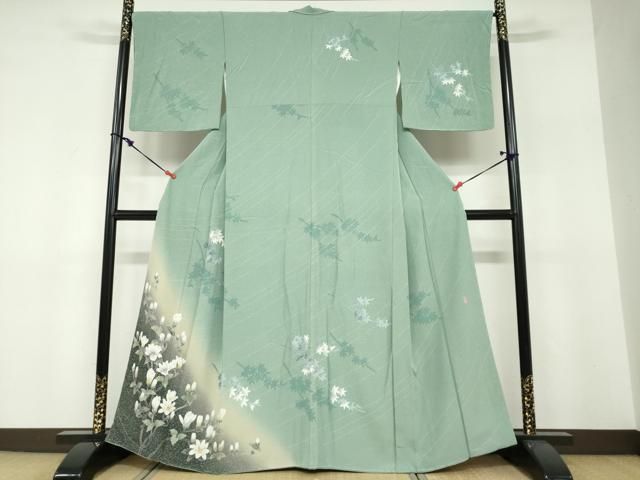 平和屋着物●十日町友禅作家　阿部佳雪　訪問着　枝花文　暈し染め　正絹　逸品　未使用　DABF1786ud