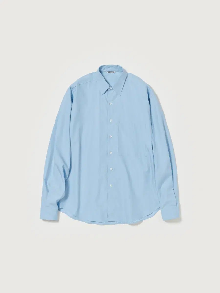 (4) AURALEE オーラリー ウォッシュド ピン ス ツイル BIG シャツ ブルー 24SS