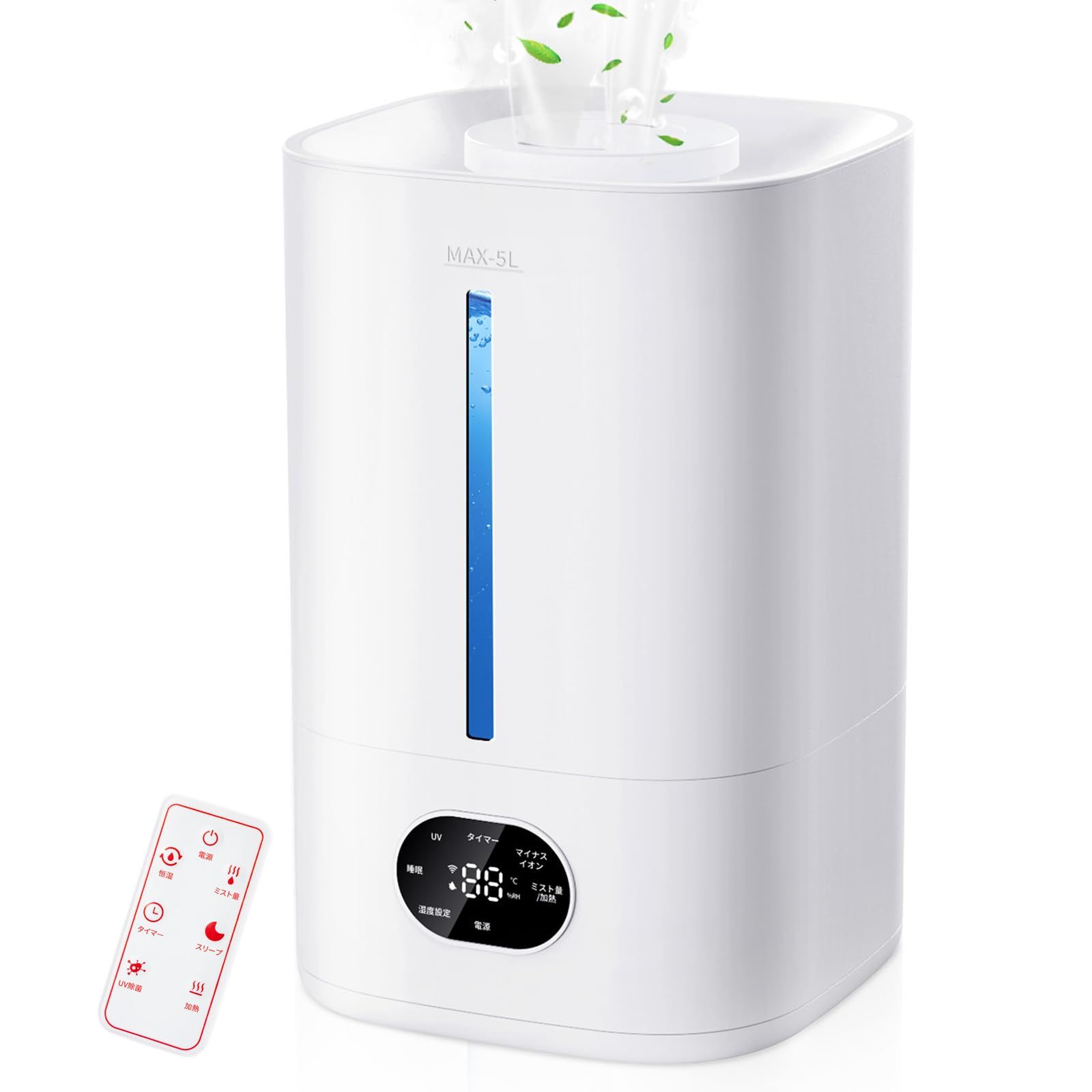 ☆新品☆TREXPURE 【2026新登場 加熱式】 加湿器 大容量 5L 超音波式 ハイブリッド式 恒湿 アロマ対応 マイナスイオン 除菌 6段階加湿量 36時間連続加湿 上から給水 静音 吹出口360°調整 リモコン付き 卓上 デスク用 47955e94
