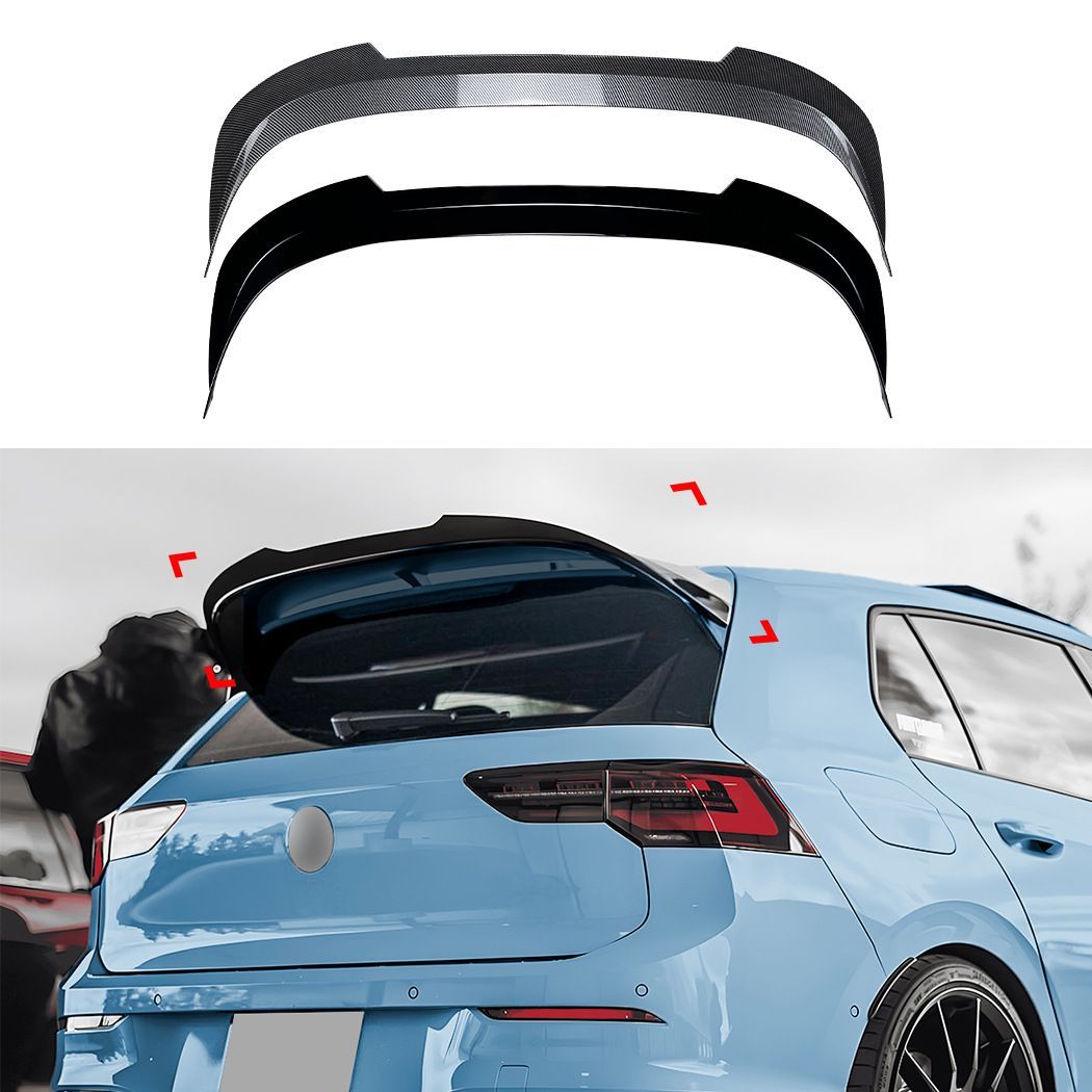 【送料無料】VW ゴルフ8 GTI / R / CS ローフィンスタイル ルーフスポイラー リアスポイラー トップウィング 刀鋒デザイン ABS製 ブラック カーボン調 エアロ ドレスアップ 新生活