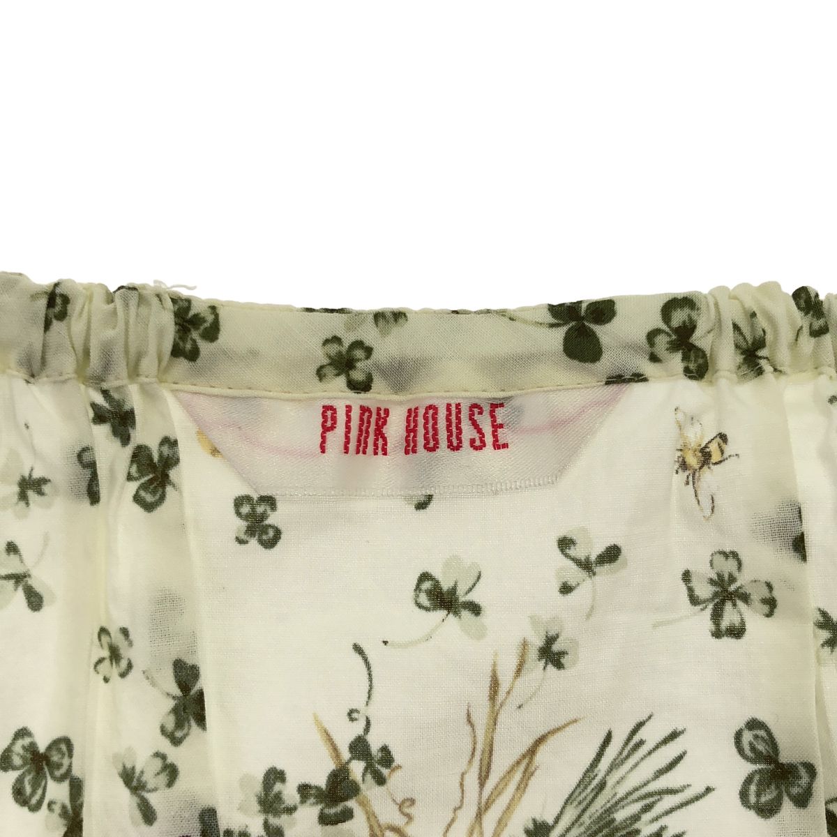PINK HOUSE ピンクハウス A2103FB 661 アイボリー シロツメ草とレンゲ草プリントブラウス 表記無し PINK HOUSE ピンクハウス A2103FB 661 アイボリー シロツメ草とレンゲ草プリントブラウス 表記無し