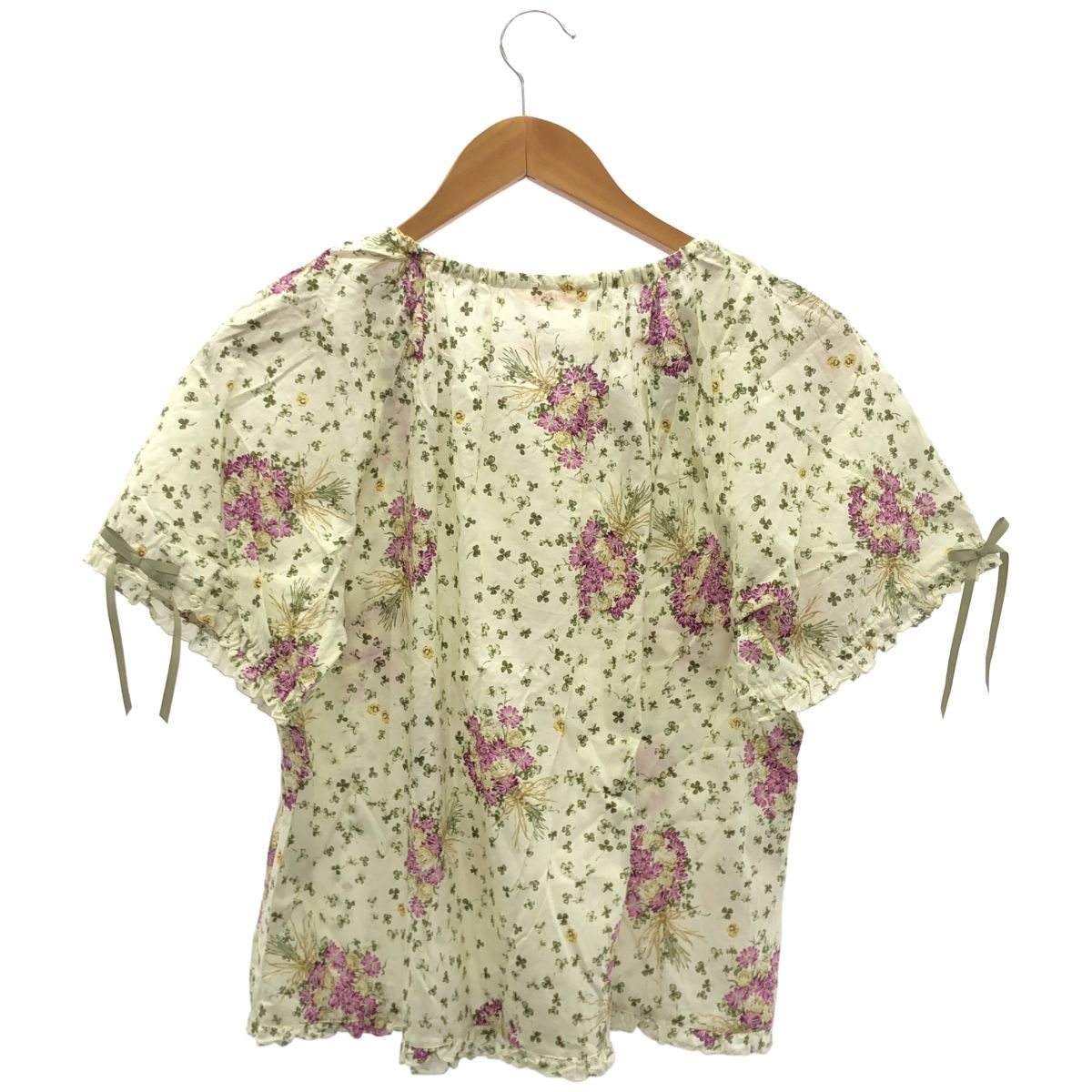 PINK HOUSE ピンクハウス A2103FB 661 アイボリー シロツメ草とレンゲ草プリントブラウス 表記無し PINK HOUSE ピンクハウス A2103FB 661 アイボリー シロツメ草とレンゲ草プリントブラウス 表記無し