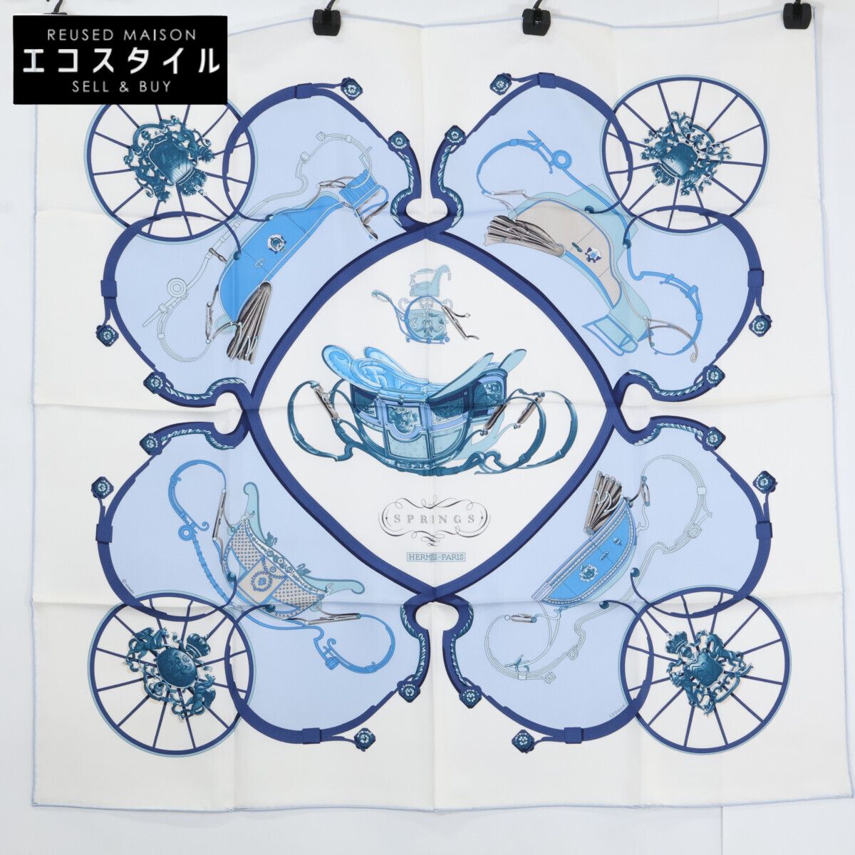 HERMES　エルメス　【美品】001573S 36 SPRINGS スプリングス シルク カレ90