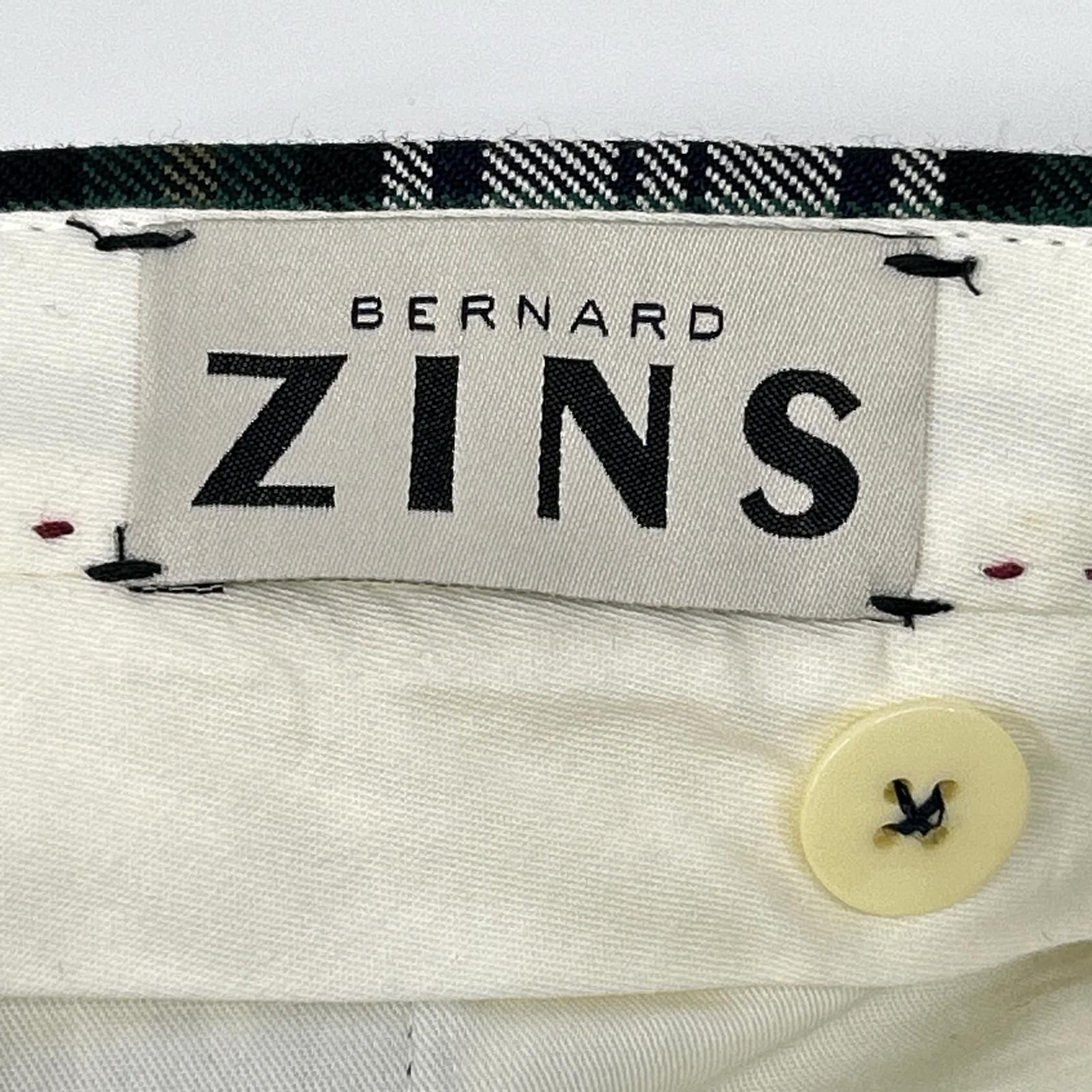 BERNARD ZINS ベルナールザンス グリーン×ホワイト チェック柄 FR40