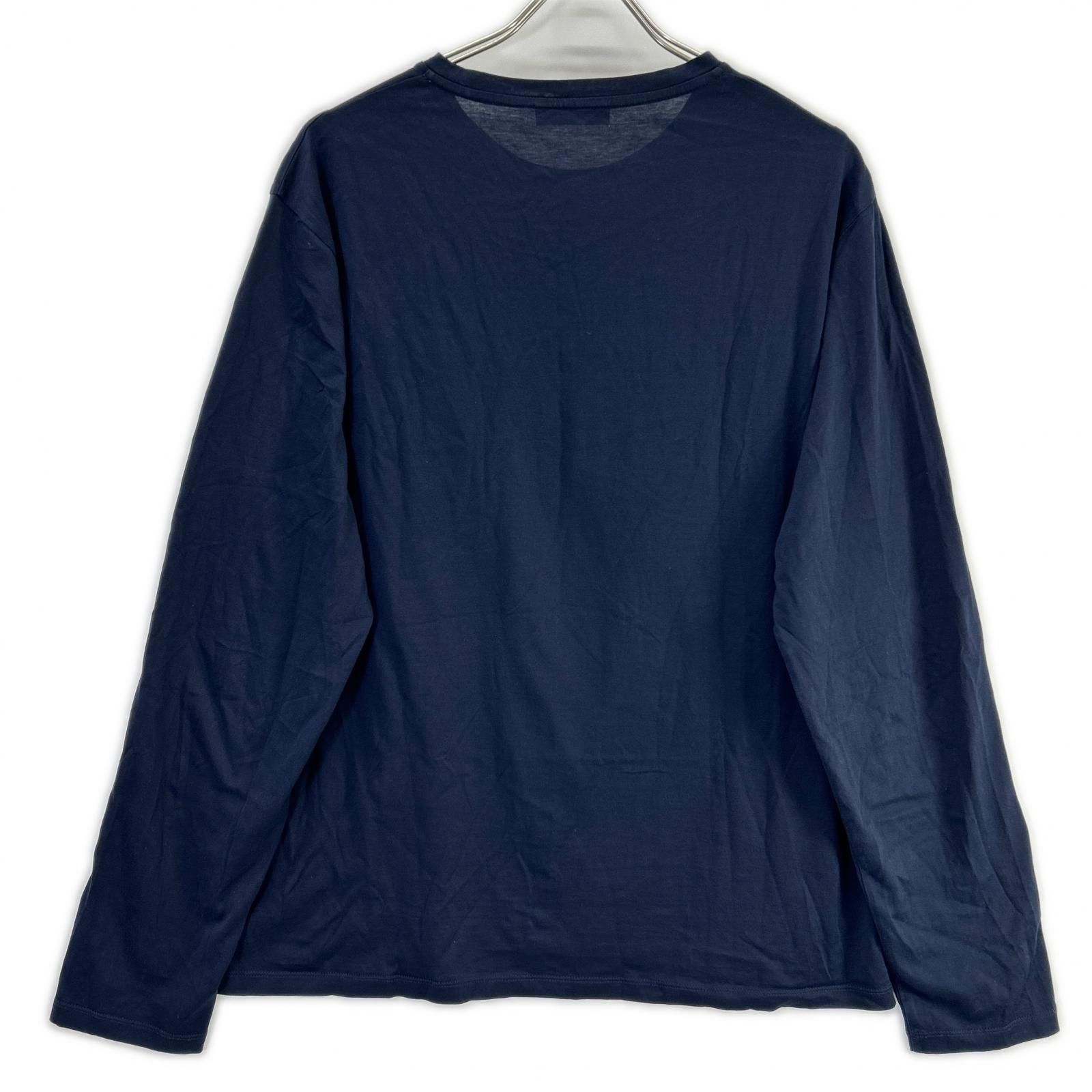 PRADA プラダ UJL879 ネイビー ポケット付き 長袖 コットンTシャツ XL