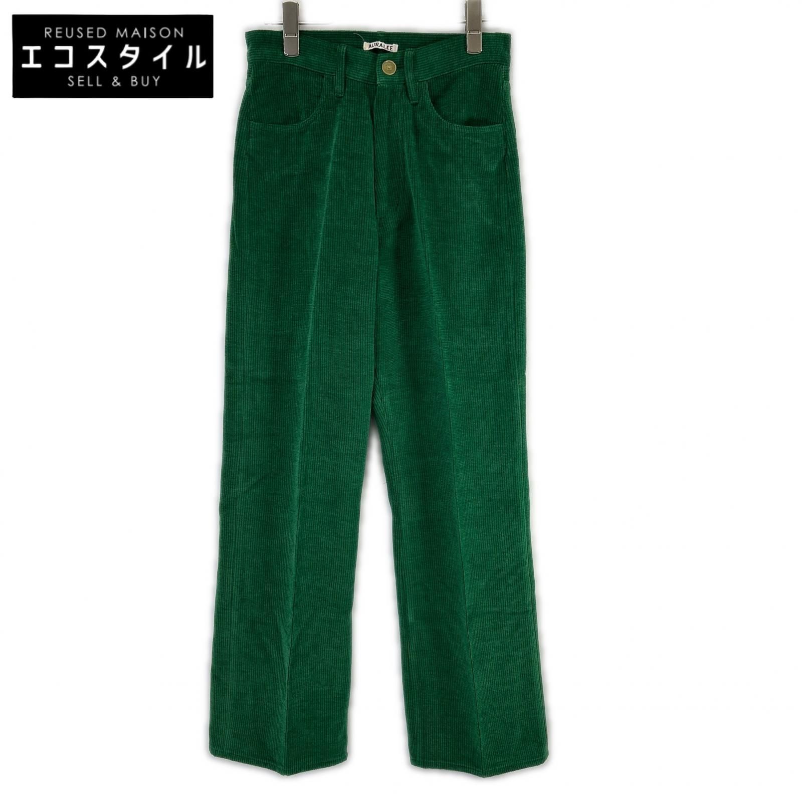 AURALEE　オーラリー　A22AP02MM 22AW グリーン WOOL COTTON MOLE PANTS コーデュロイパンツ　0