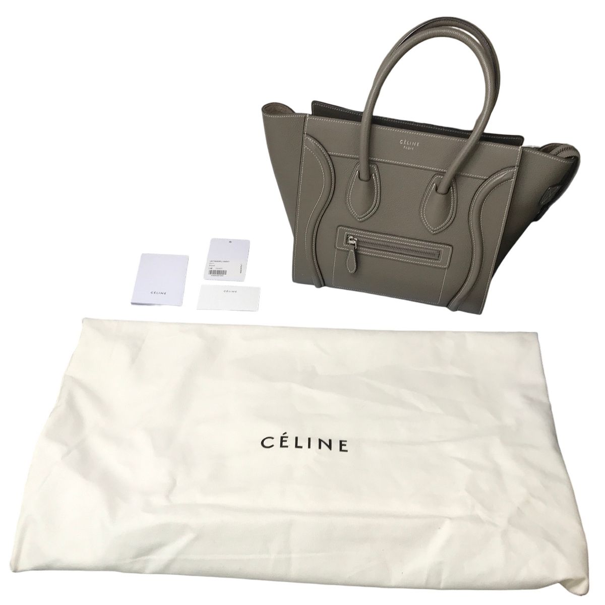 セリーヌ CELINE ラゲージ マイクロ ハンドバッグ スリ グレーベージュ