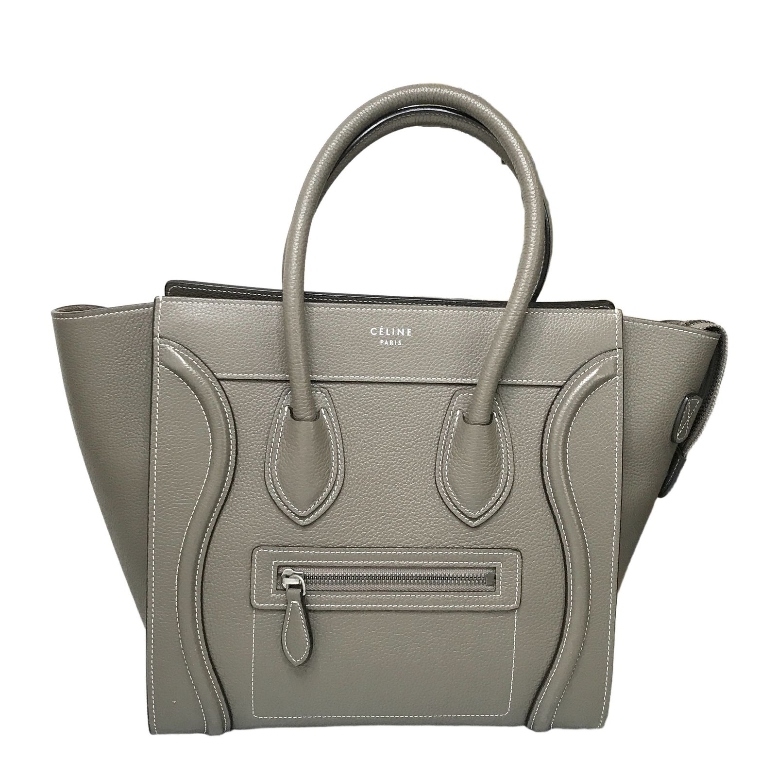 セリーヌ CELINE ラゲージ マイクロ ハンドバッグ スリ グレーベージュ レディース バッグ レザー トートバッグ 中古 程度良好 T11167861
