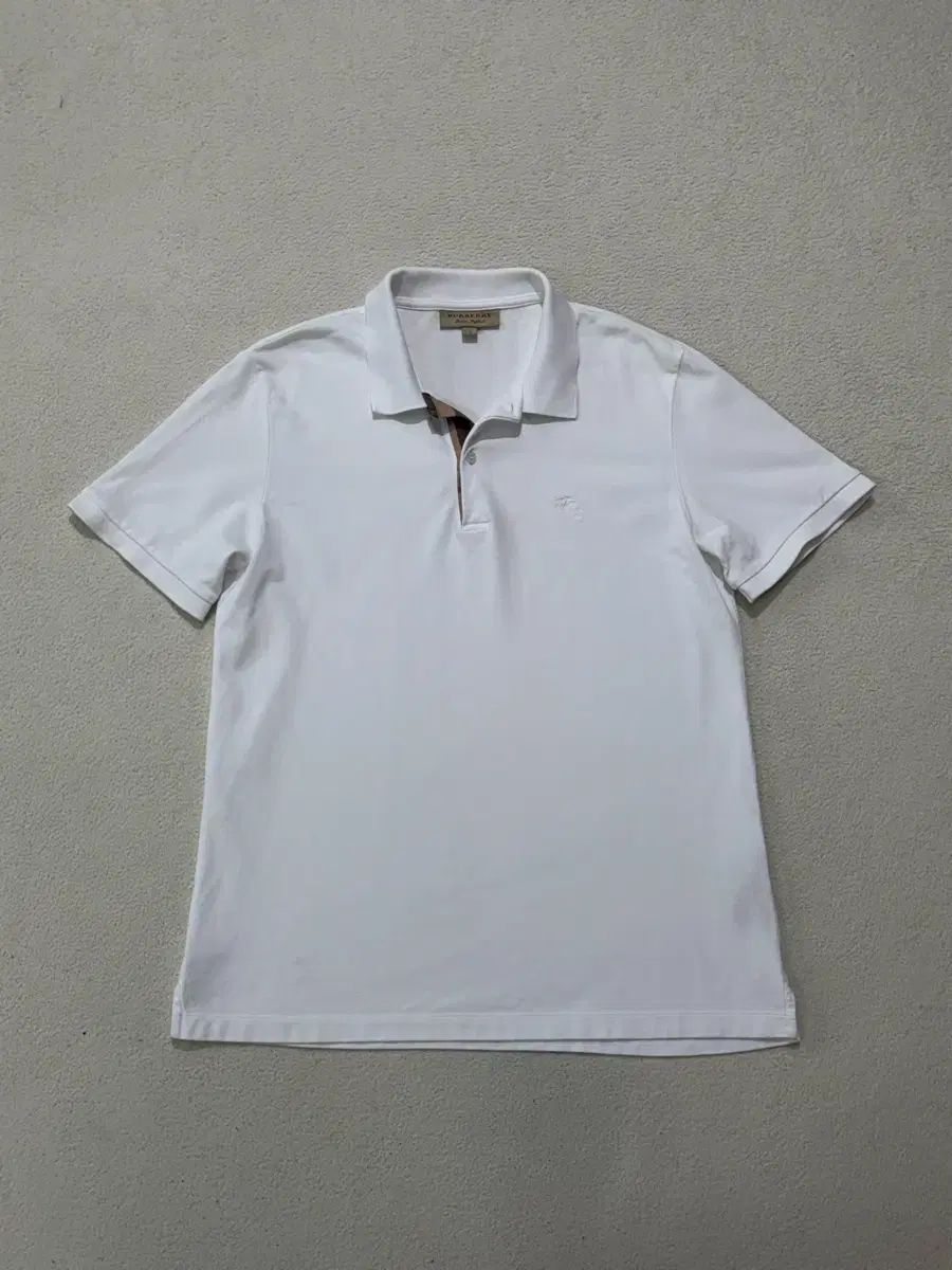 バーバリー ヘドンチェック コットン カラーTシャツ L 白