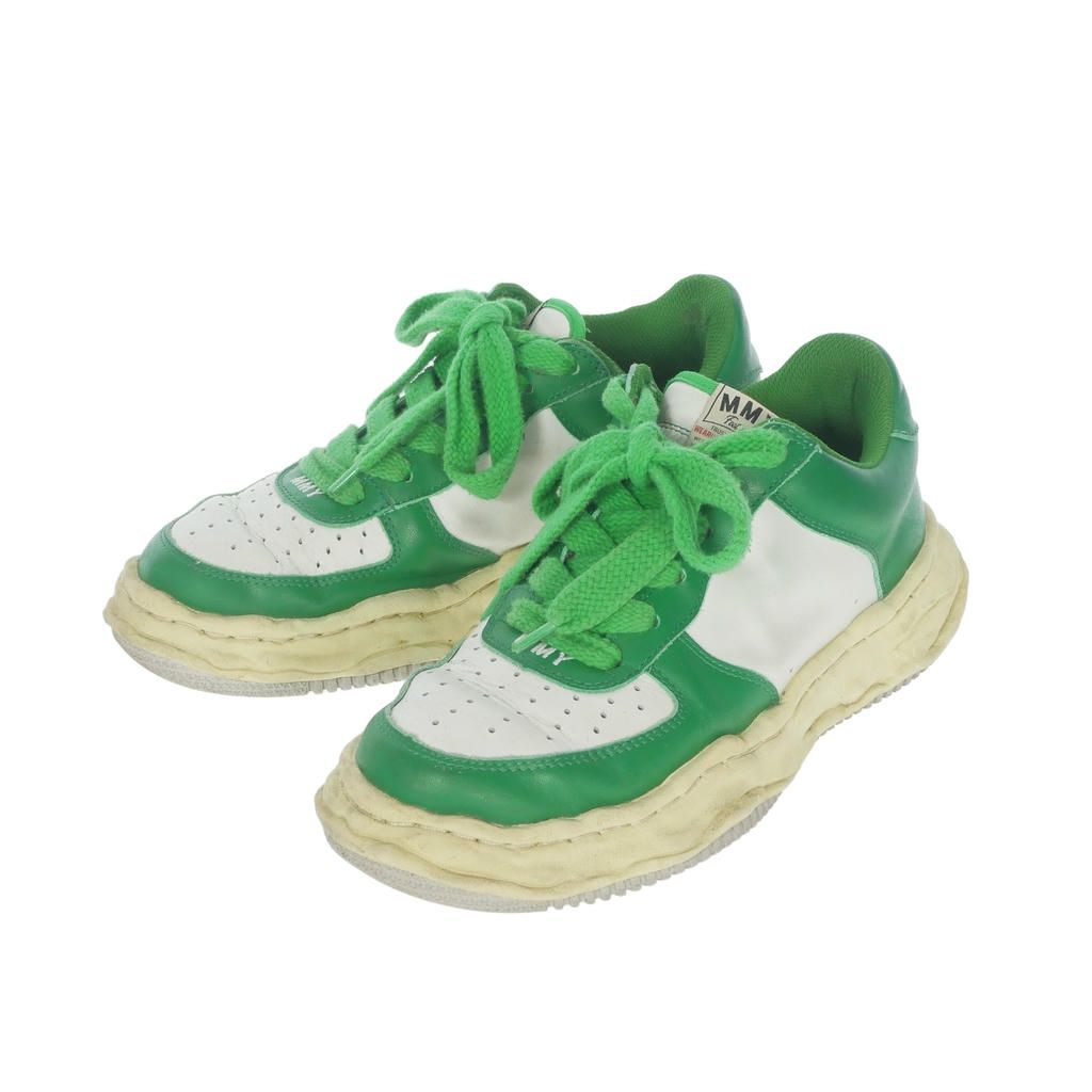ミハラヤスヒロ MIHARA YASUHIRO WAYNE LOW LEATHER レザー ローカットスニーカー 靴 42 グリーン/ホワイト A09FW730