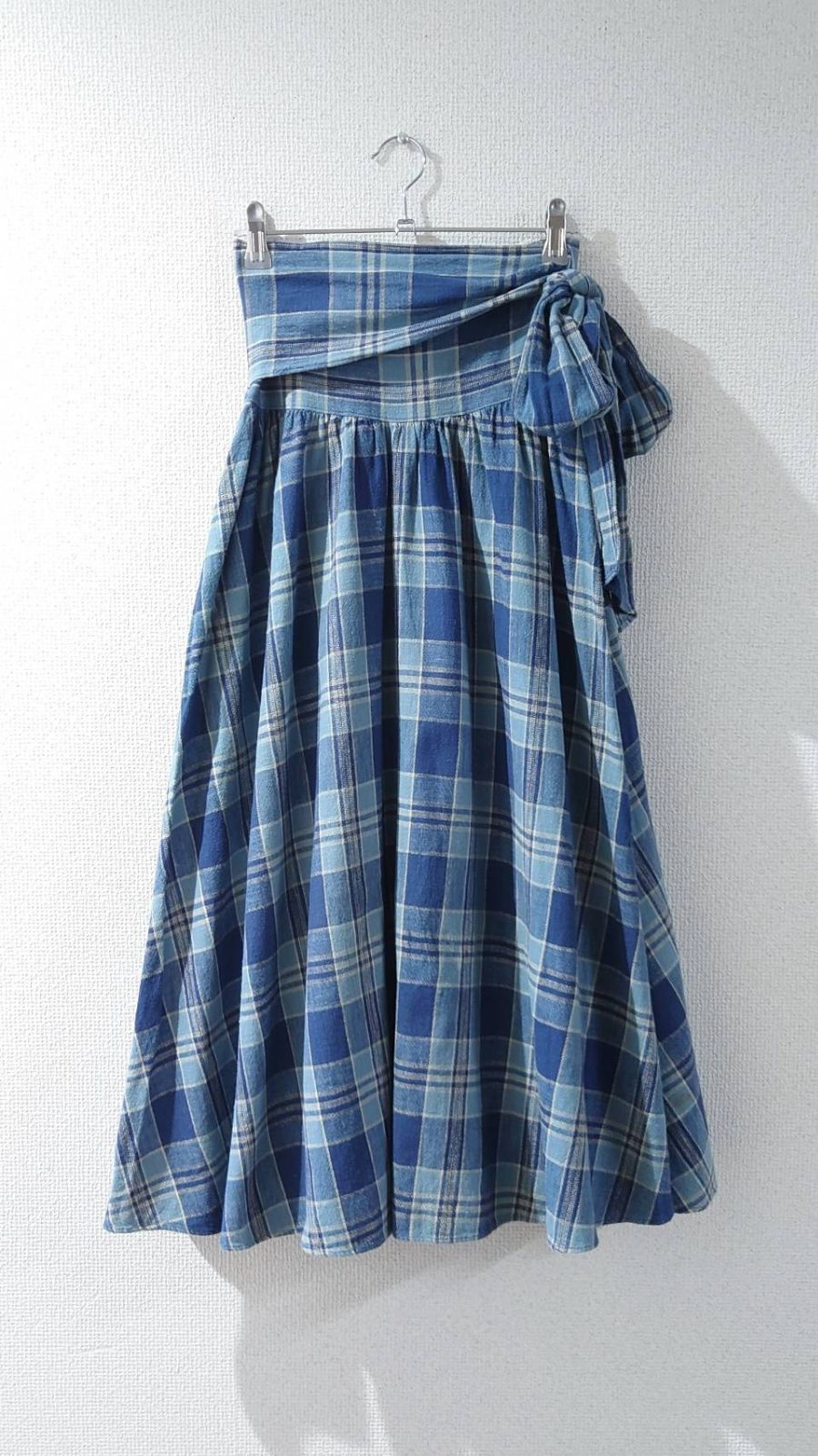 80-90’s Ralph Lauren ROUGH WEAR Indigo plaid wrap skirt M