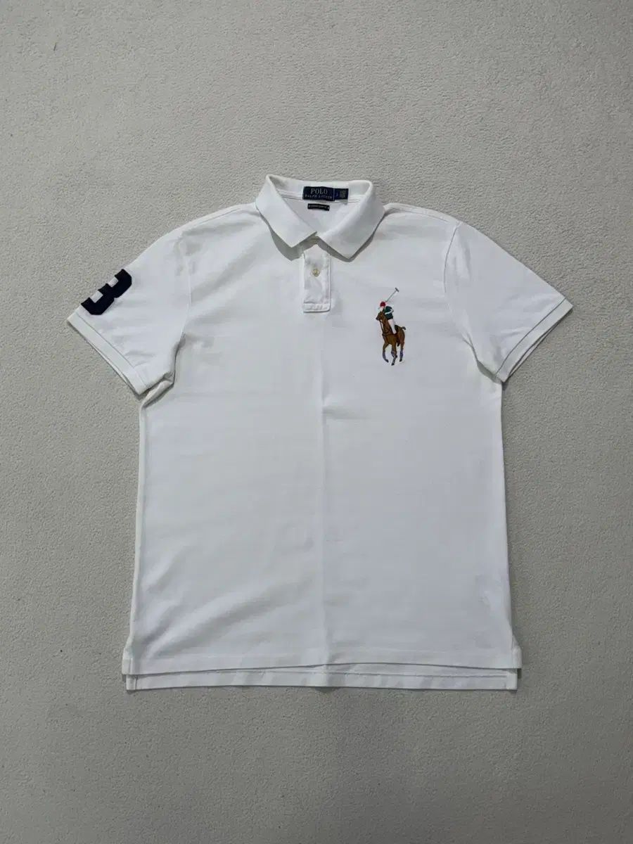 ポロ チーフキー キー BIGポニー カラーTシャツ 白 Lサイズ