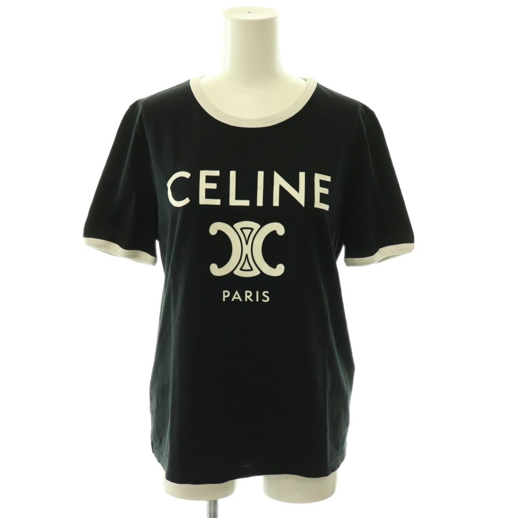 セリーヌ CELINE トリオンフプリント Tシャツ クルーネック 半袖 L 黒 ブラック 2X872671Q /HS ■OS