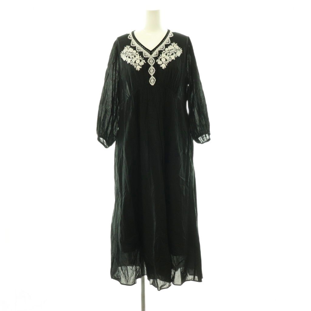ヌキテパ　embroideryワンピース 長袖 ヌキテパ NE QUITTEZ PAS! C/Voile Flower Emb French Sleeve Dress
