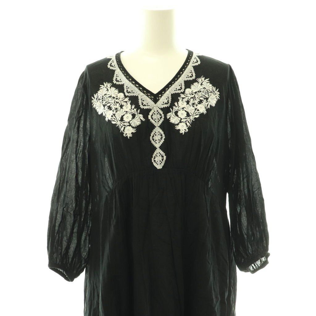 ヌキテパ NE QUITTEZ PAS! C/Voile Flower Emb French Sleeve Dress