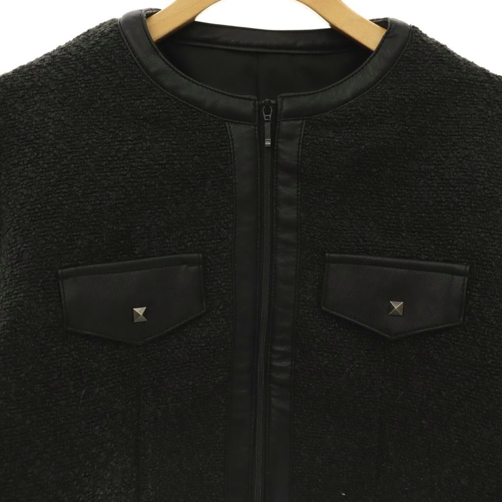 ダーリッチ Darich 24AW ラインレザーツイードジャケット ノーカラー