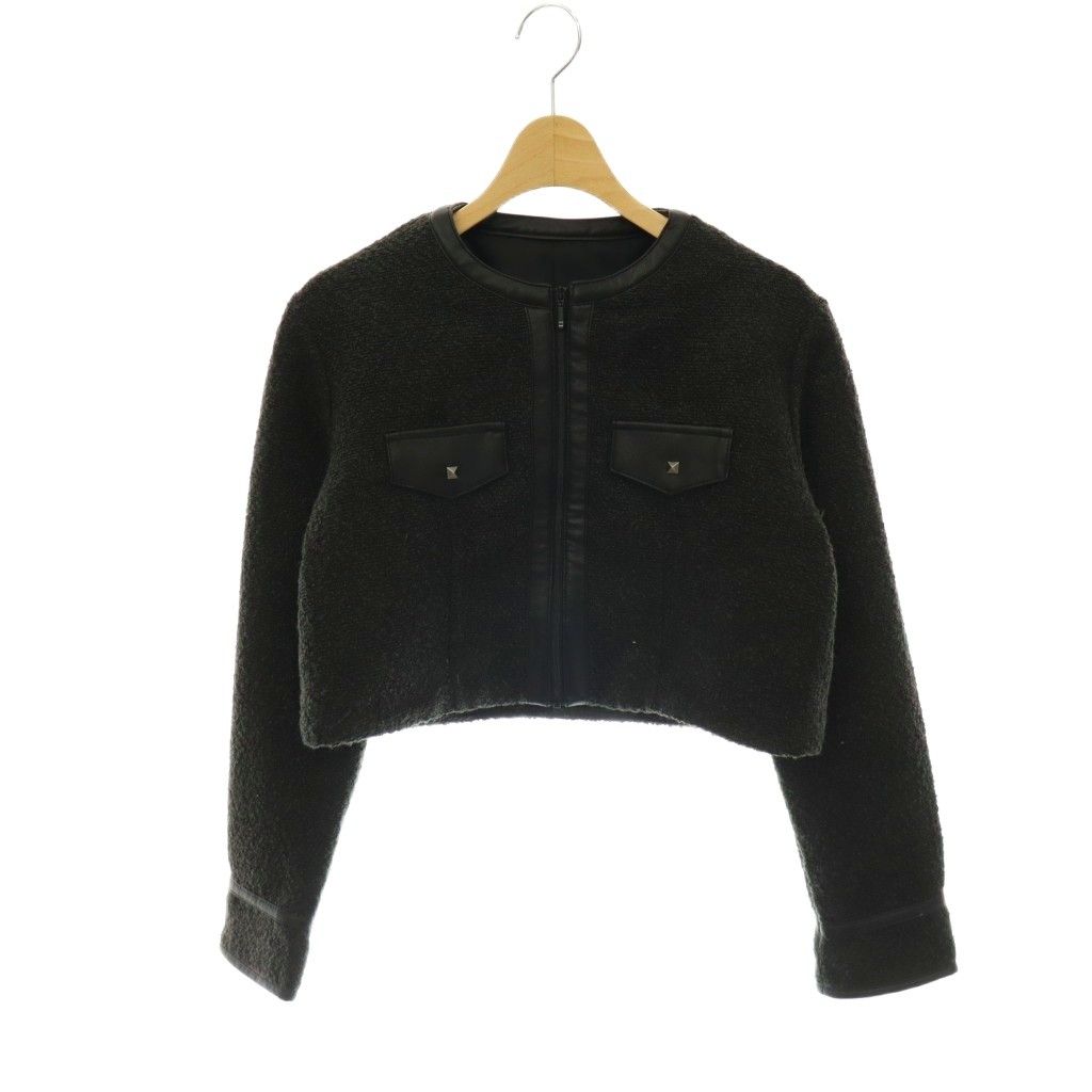 ダーリッチ Darich 24AW ラインレザーツイードジャケット ノーカラー