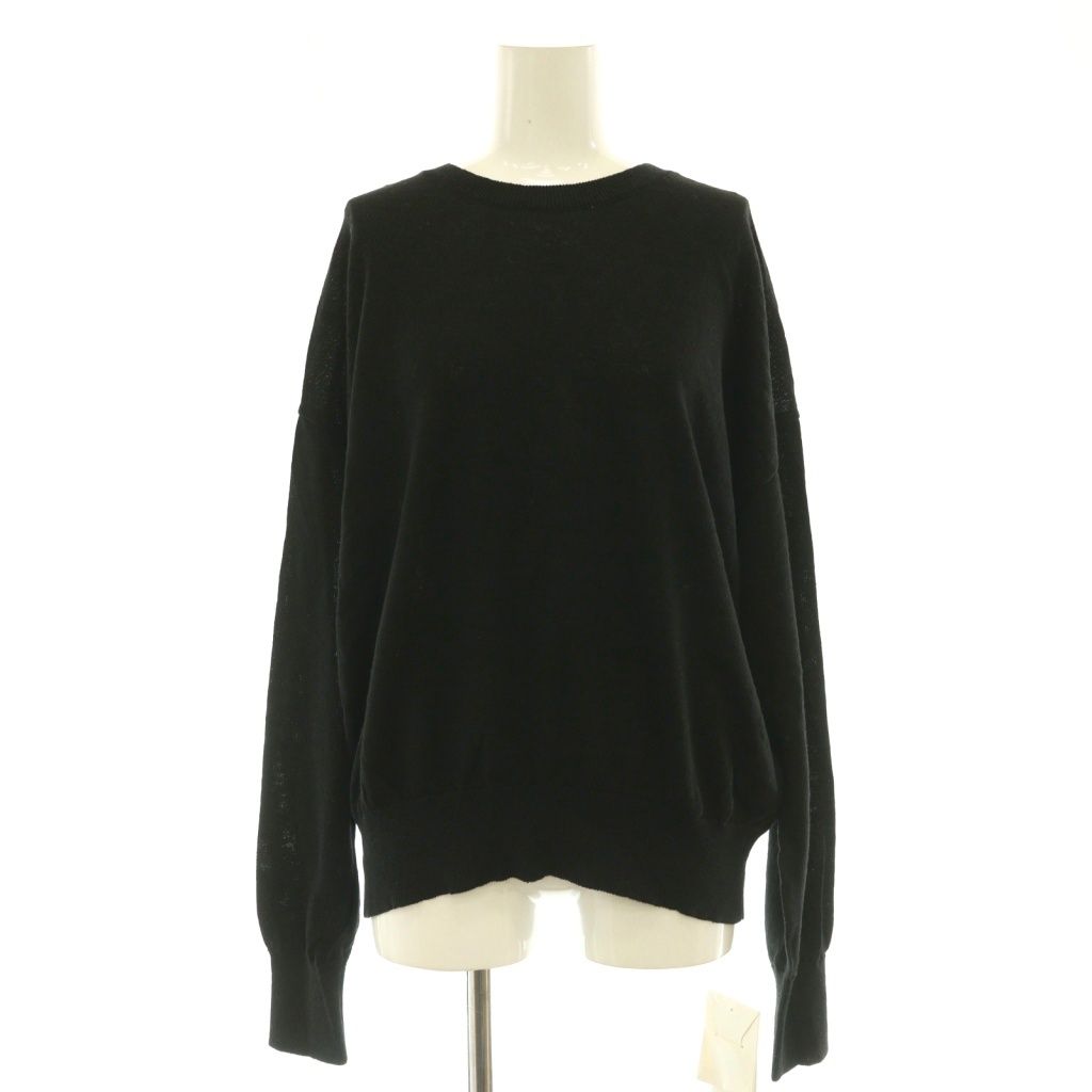 ミューズ ドゥーズィエム クラス MUSE de Deuxieme Classe 25SS SHAKA クルーネック プルオーバー ニット セーター シルク混 リネン混 ブラック /CX ■OS