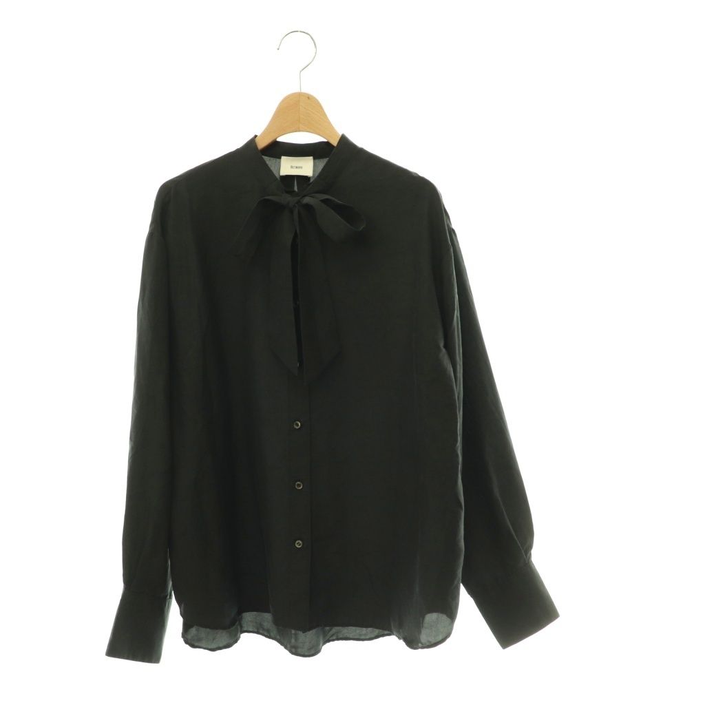 リトローヴ RETROVE 25AW SILK BOWTIE BLOUSE ブラウス 長袖 LAppartement取扱 ブラック /HK ■OS