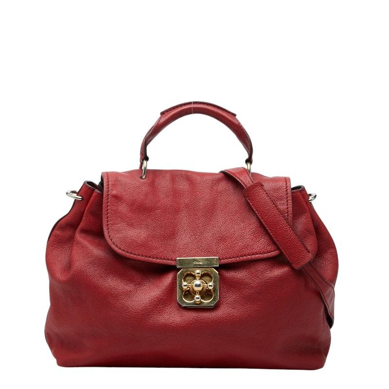 クロエ エルシー ハンドバッグ ショルダーバッグ 2WAY レッド レザー