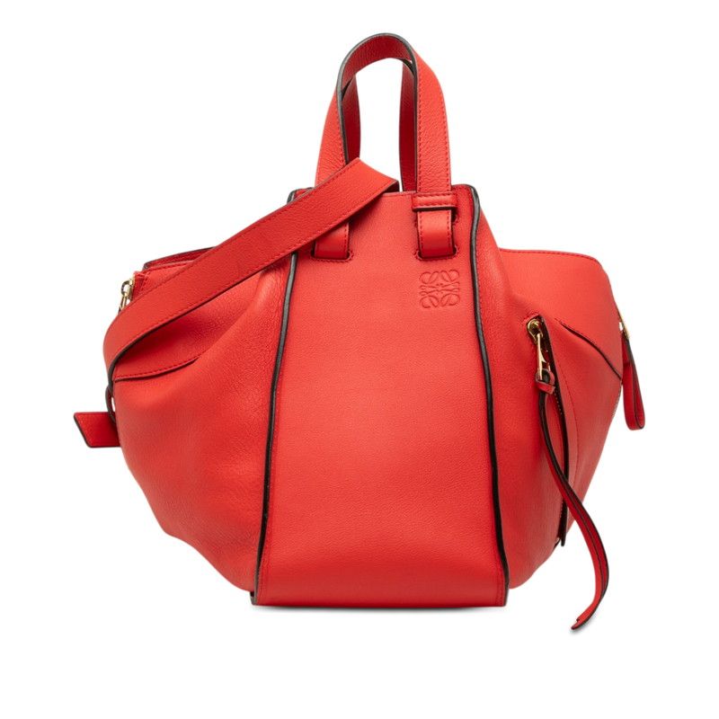 ロエベ アナグラム ハンモック スモール ハンドバッグ ショルダーバッグ 2WAY レッド レザー レディース LOEWE【1-0268119】