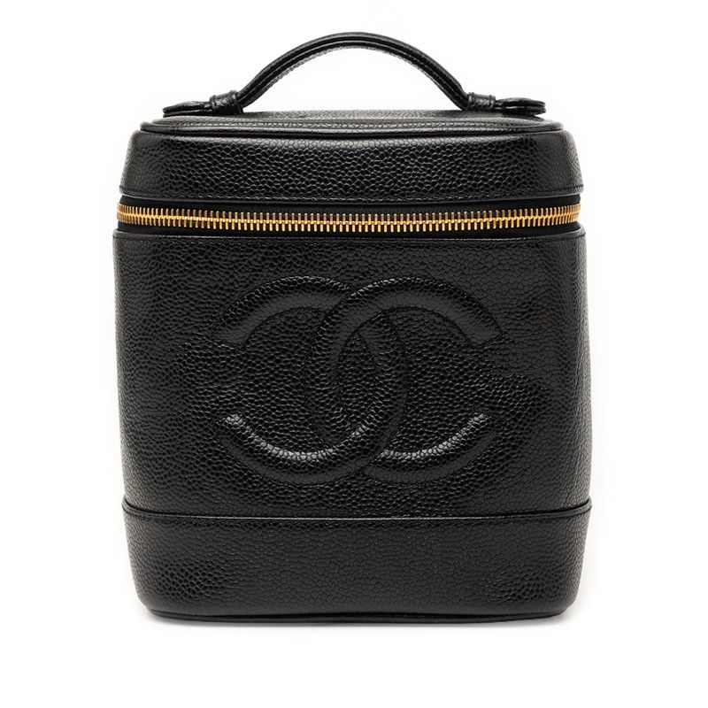 シャネル ココマーク バニティバッグ ハンドバッグ A01998 ブラック キャビアスキン レディース CHANEL【1-0268986】