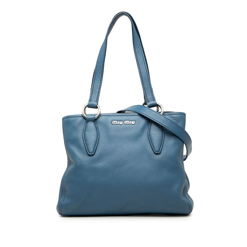 ミュウミュウ ハンドバッグ ショルダーバッグ 2WAY コバルトブルー レザー レディース MIUMIU【1-0269441】