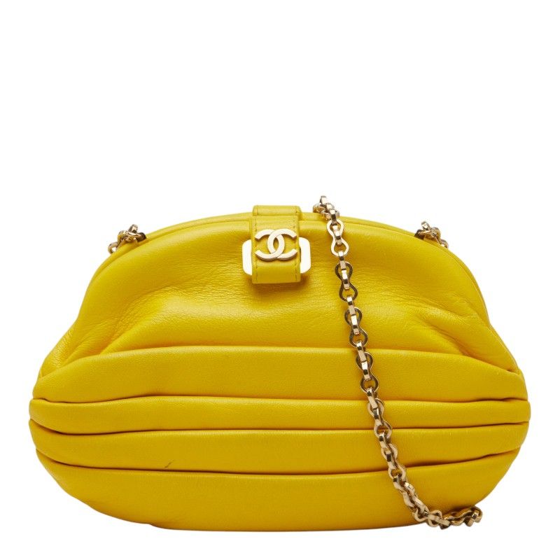 シャネル ココマーク ショルダーバッグ イエロー レザー レディース CHANEL【1-0269888】