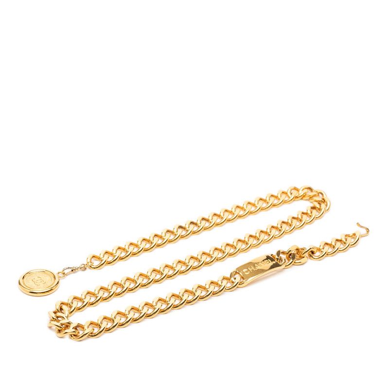 シャネル ココマーク 31 RUE CAMBON ル カンボン ロゴプレート チェーンベルト ゴールド メッキ レディース CHANEL【1-0269976】