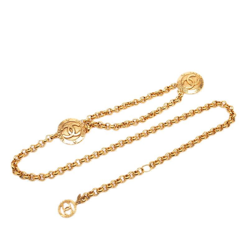シャネル ココマーク ヴィンテージ チェーンベルト 28刻印 ゴールド メッキ レディース CHANEL【1-0269991】
