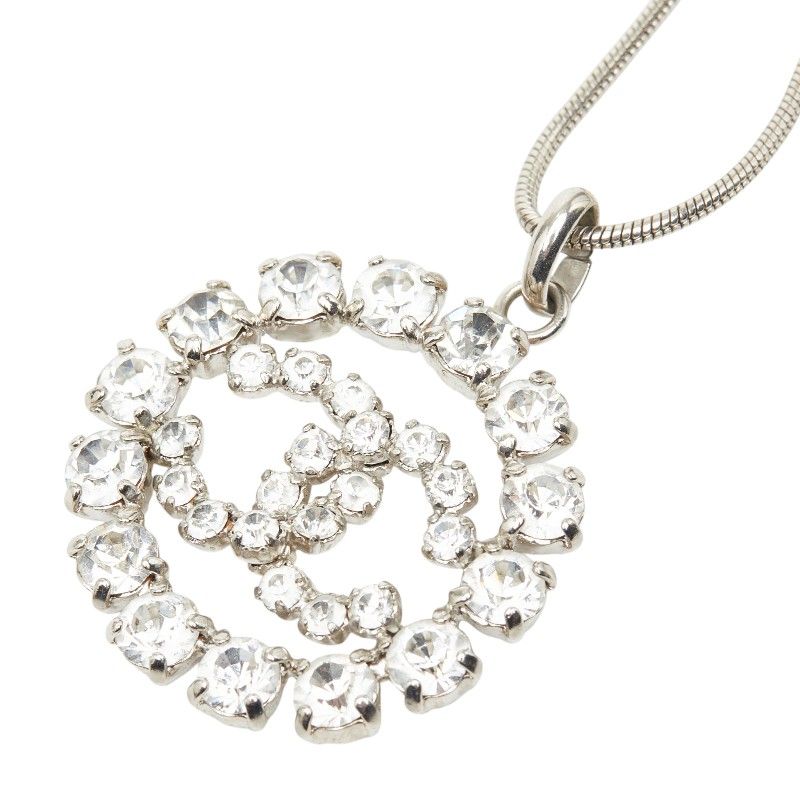 シャネル ココマーク ペンダント ネックレス 00A シルバー メタル ラインストーン レディース CHANEL【1-0270786】