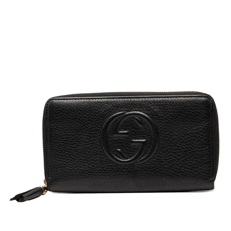 グッチ インターロッキングG ソーホー タッセル ラウンドファスナー 長財布 308280 ブラック レザー レディース GUCCI【1-0271301】