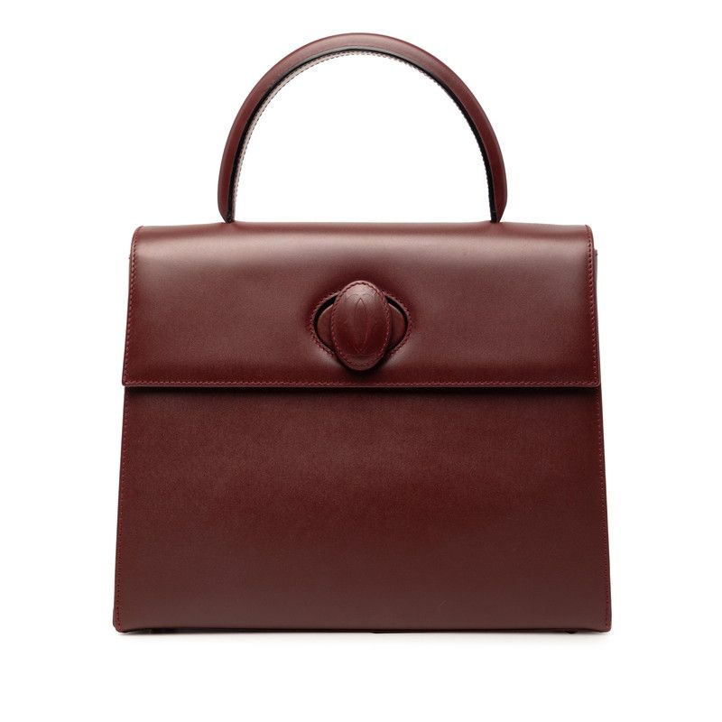 カルティエ マストライン ハンドバッグ ワインレッド ボルドー レザー レディース CARTIER【1-0271370】