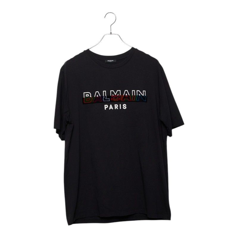 バルマン ロゴ 半袖Tシャツ サイズ:L EG000BB26 ブラック マルチカラー コットン メンズ BALMAIN【253-72929】