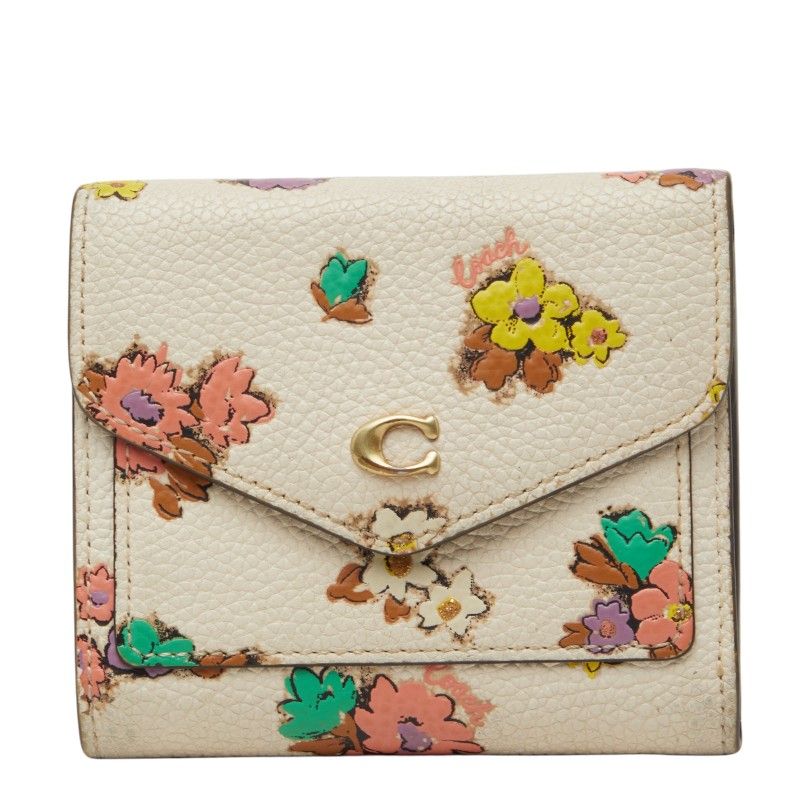 コーチ ウィン スモール ウォレット フローラル 三つ折り財布 アイボリー マルチカラー レザー レディース COACH【228-73539】