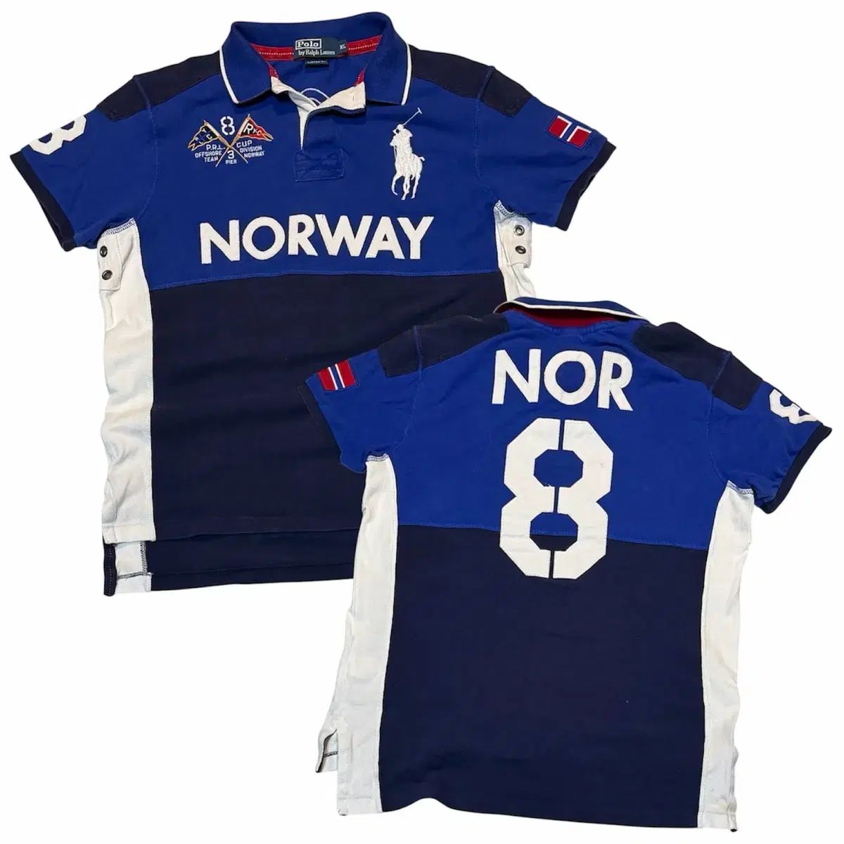 POLO RALPH LAUREN ビックポニー チーフキーフ ノルウェー カラーTシャツ ブルー