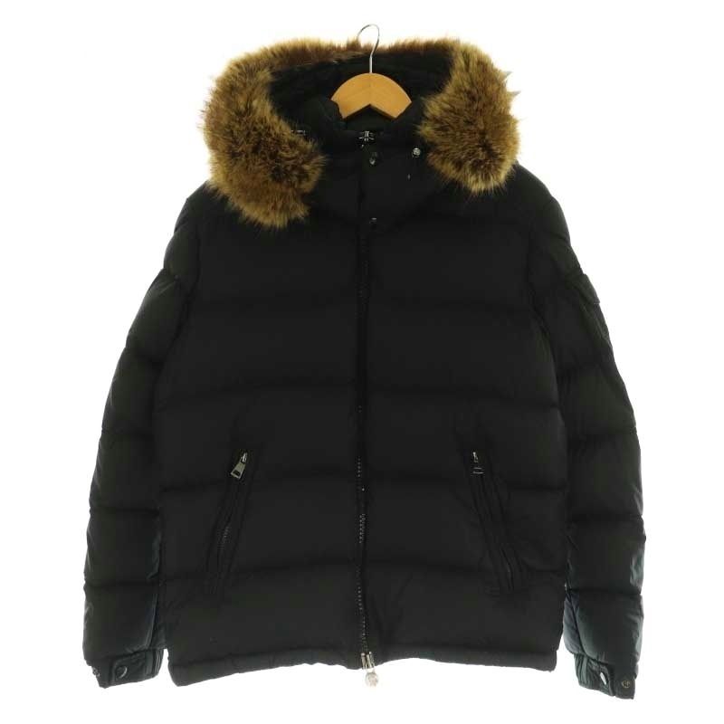 モンクレール MONCLER MAYAF ファー付き ダウン ジャケット アウター ジップアップ 1 黒 ブラック /BB ■OS ■AD ▲H