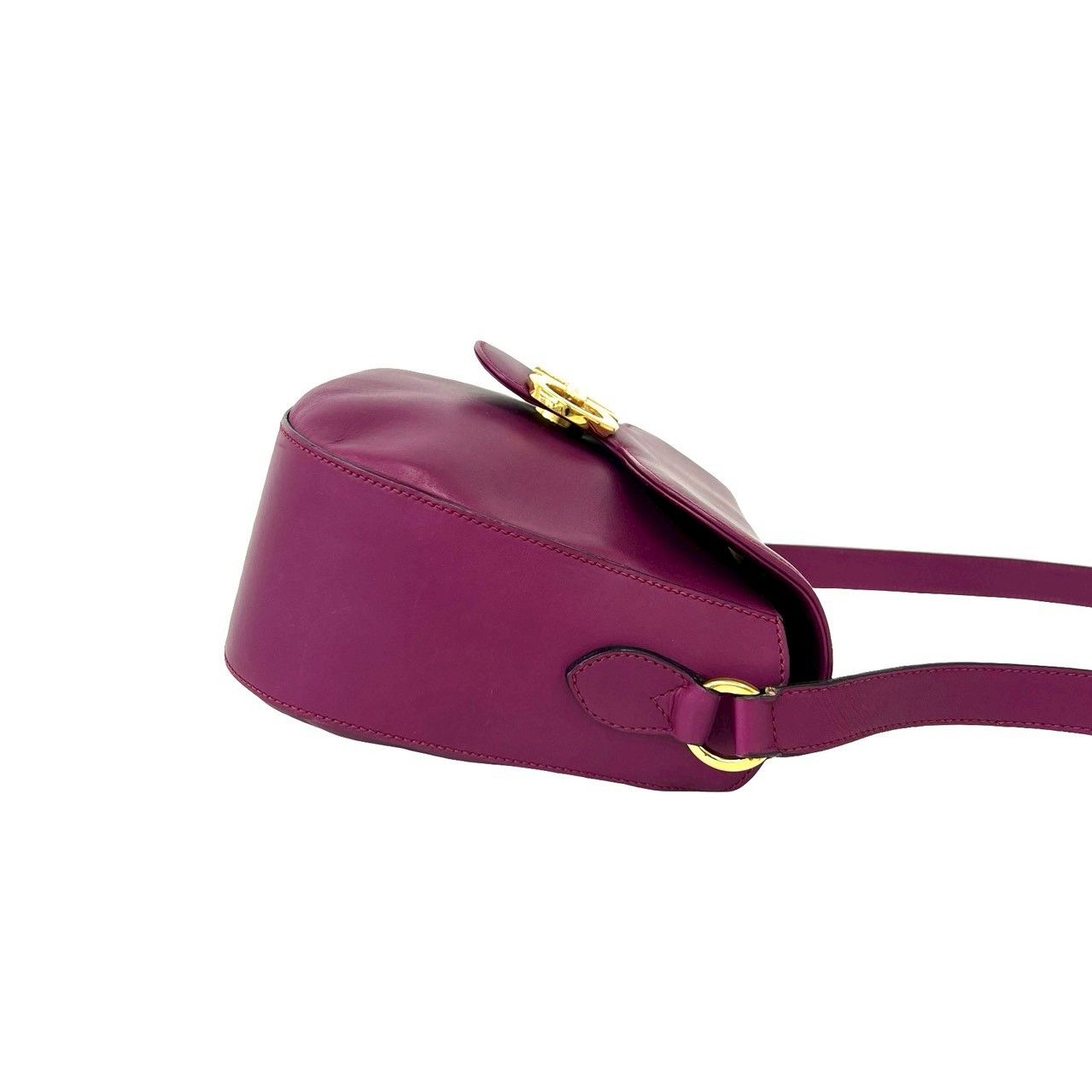 極 美品 Salvatore Ferragamo サルヴァトーレフェラガモ ガンチーニ ロゴ 金具 レザー 本革 ミニ ショルダーバッグ パープル 58271