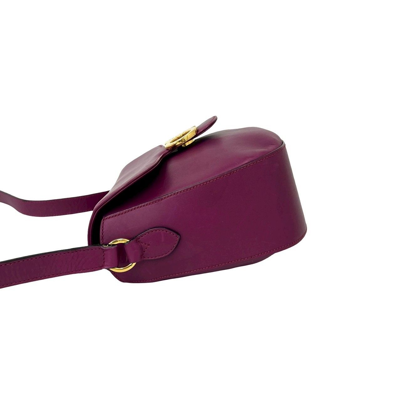極 美品 Salvatore Ferragamo サルヴァトーレフェラガモ ガンチーニ ロゴ 金具 レザー 本革 ミニ ショルダーバッグ パープル 58271