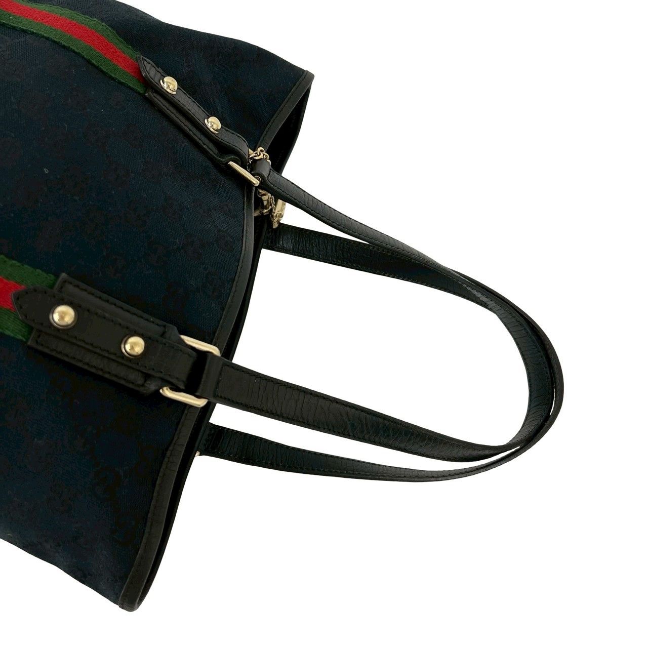 極 美品 GUCCI グッチ シェリーライン GG ロゴ 柄 キャンバス レザー