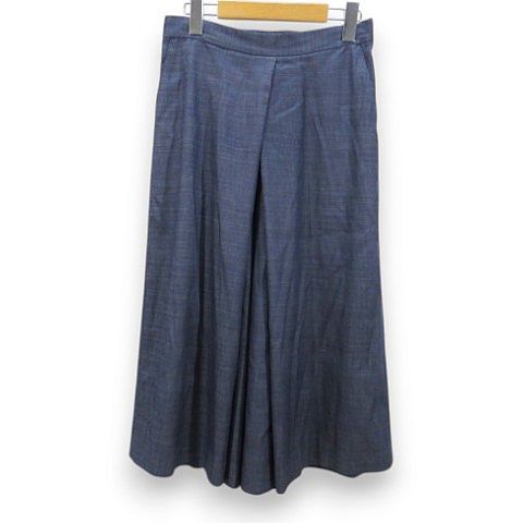 インゲボルグ INGEBORG ワイドパンツ ロング丈 9号 青系 ブルー 無地 ストレッチ