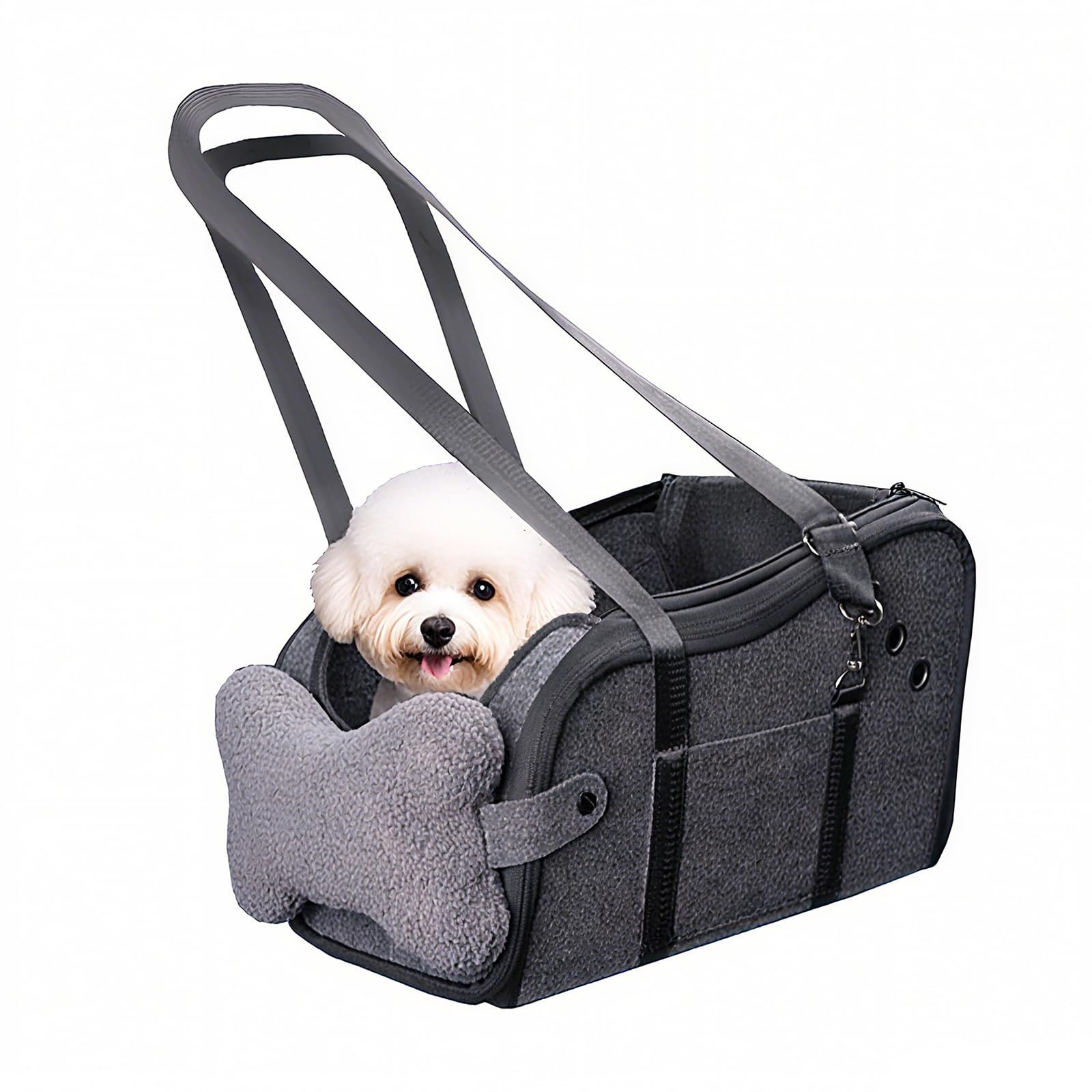 [Innovista] 小型犬 ドライブベッド ドライブボックス 犬 カーシート 犬 車 ペットキャリーバッグ 車載ブースターシート ベルト付き 四季対応 軽量 旅行用ペットシート 揺れ防止 コンパクト設計 耐久性 フェルト素材 型崩れ防止 dc1de515