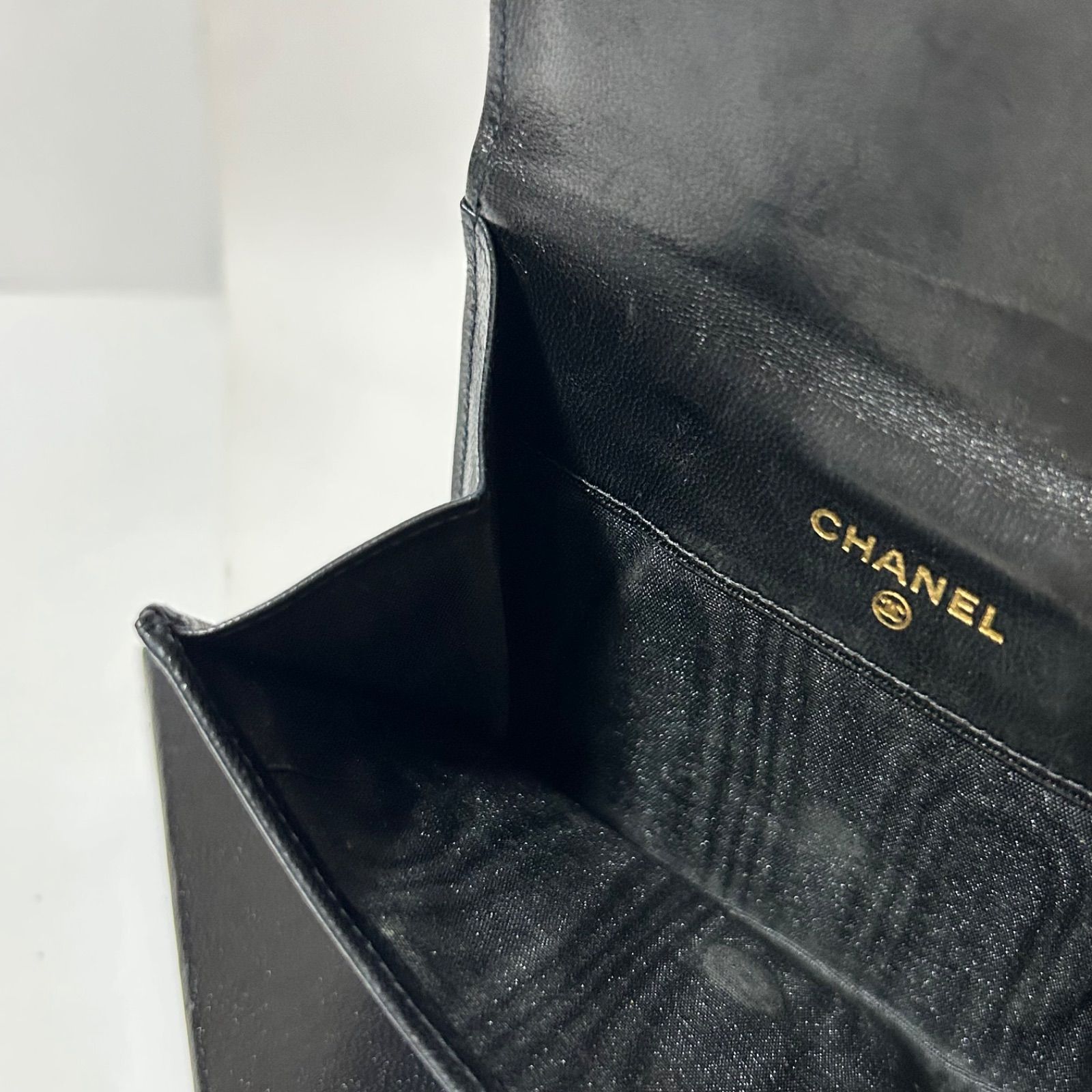 CHANEL シャネル デカココ Wホック 二つ折り財布 ラムスキン ブラック