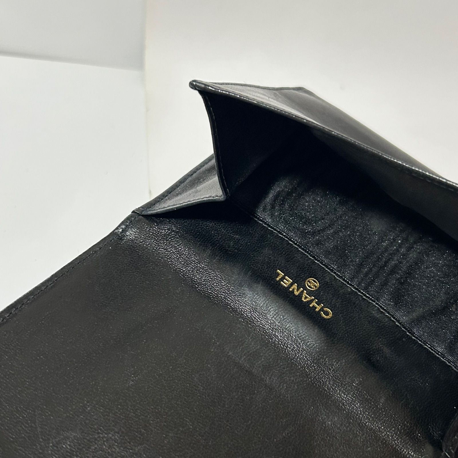 CHANEL シャネル デカココ Wホック 二つ折り財布 ラムスキン ブラック